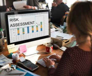 Risk Assessment Process: Identifying assets, threats, vulnerabilities, impact, and probability.